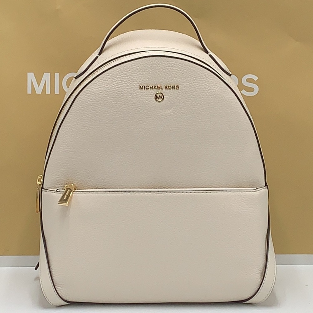 NWT MICHAEL KORS VALERIE MEDIUM PEBBLED LEATHER BACKPACK LIGHT CREAM COLOR - Picture 3 of 15